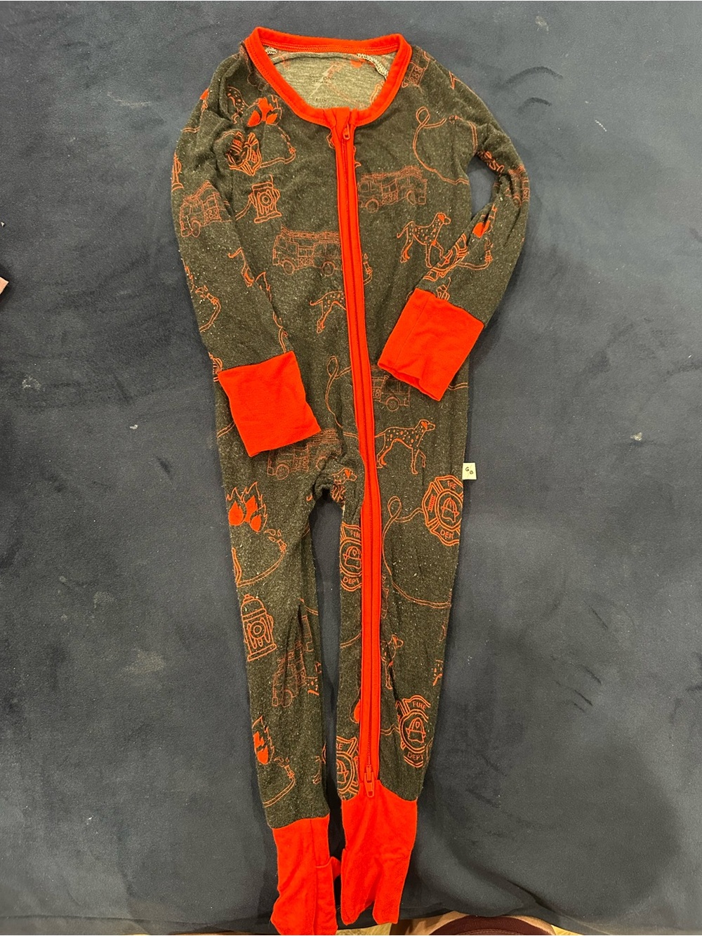 Grunt Style Black Footed One-Piece with Bright Red Trim